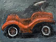 Bobbycar 2025, Öl auf Leinwand